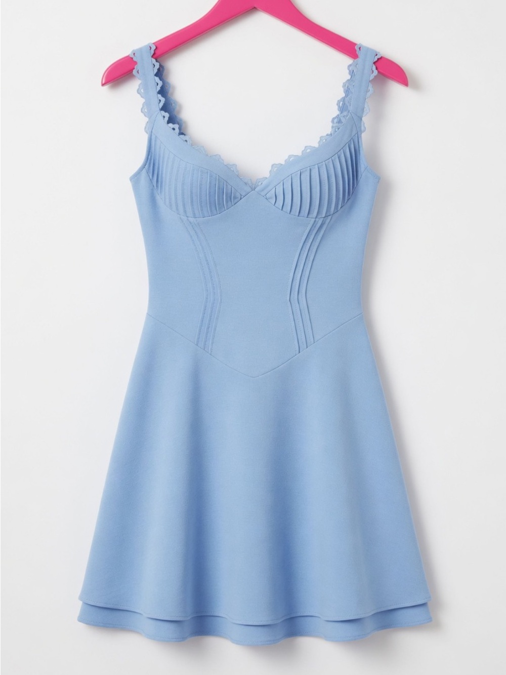 HOUSE OF CB 'Tilly' Blue Pin Tuck Mini Dress/ Size Small /$239 - Picture 6 of 9